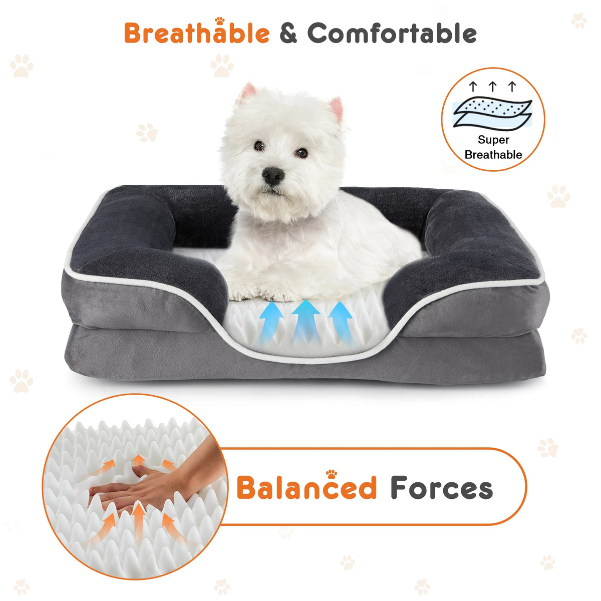 JHK Orthopedic Memory Foam Dog Bed With Washable Removable Cover