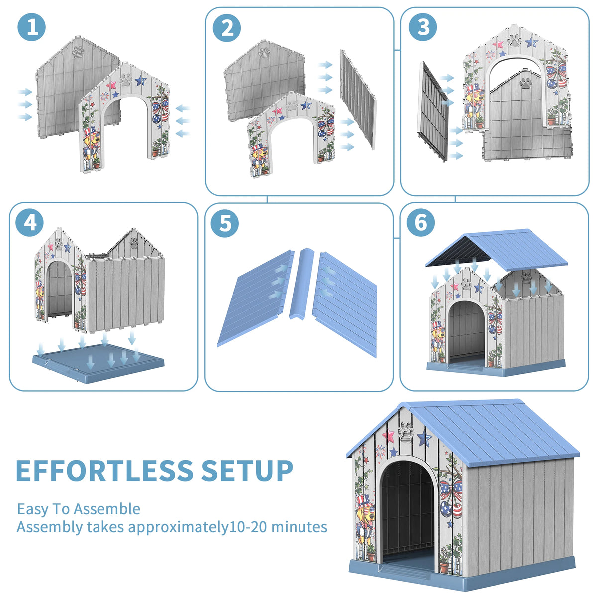 Weatherproof Outdoor Plastic Dog House Shelter For Pets