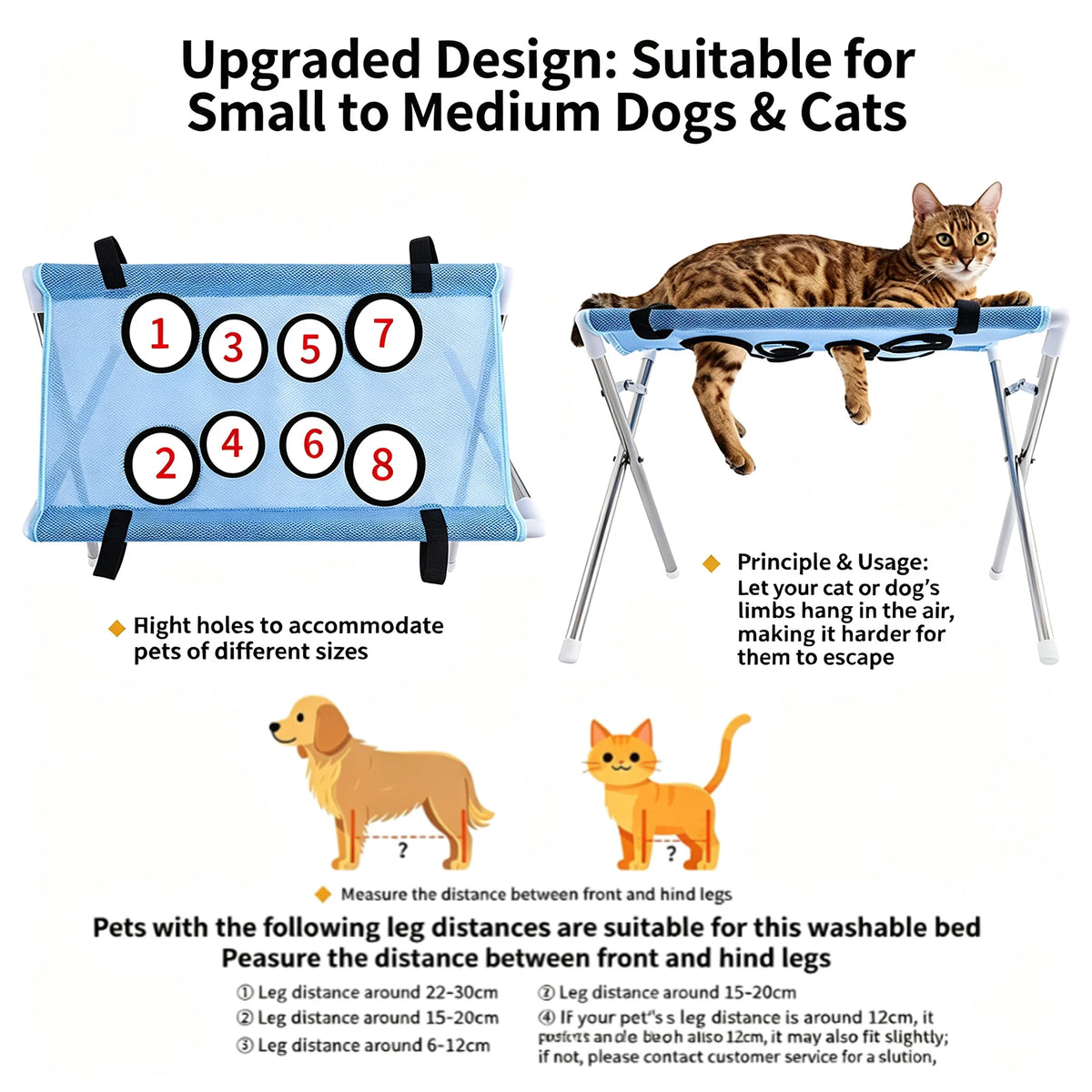 Foldable Dog Grooming Hammock for Small Dogs Cats Pet Bath Sling Nail Trimming Restraint Stainless Steel