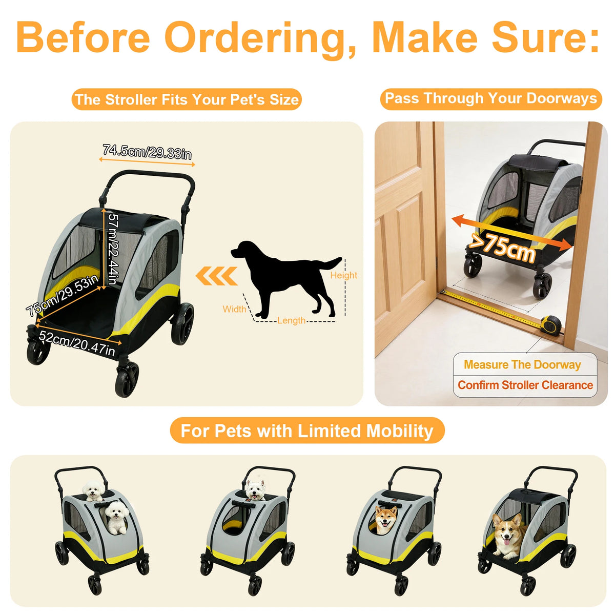 Premium Foldable Four Wheel Pet Dog Stroller And Jogger Wagon