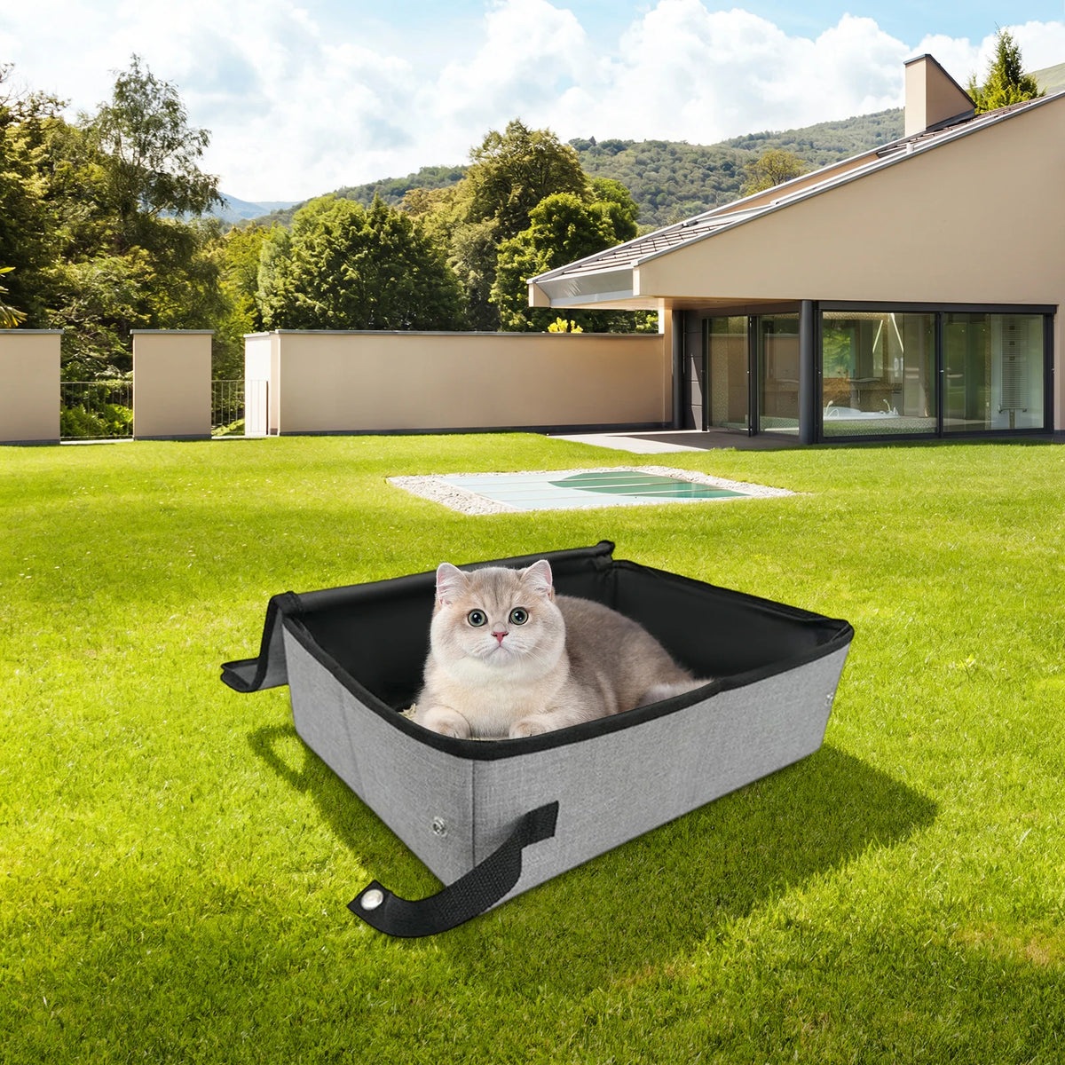 Portable Foldable Cat Litter Box With Lid And Scoop