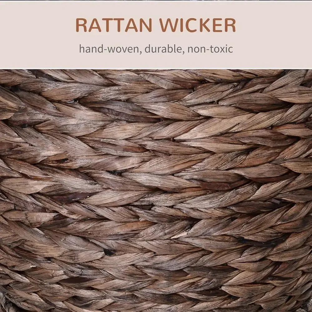 Elevated Wicker Cat Bed With Rotating Egg Chair Stand