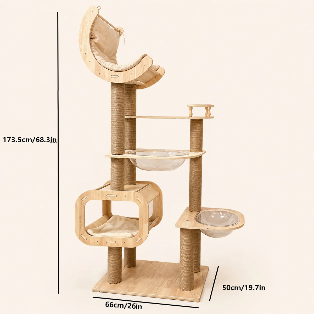 Multi-Level Cat Tree Tower With Hammock And Sisal Scratching Posts