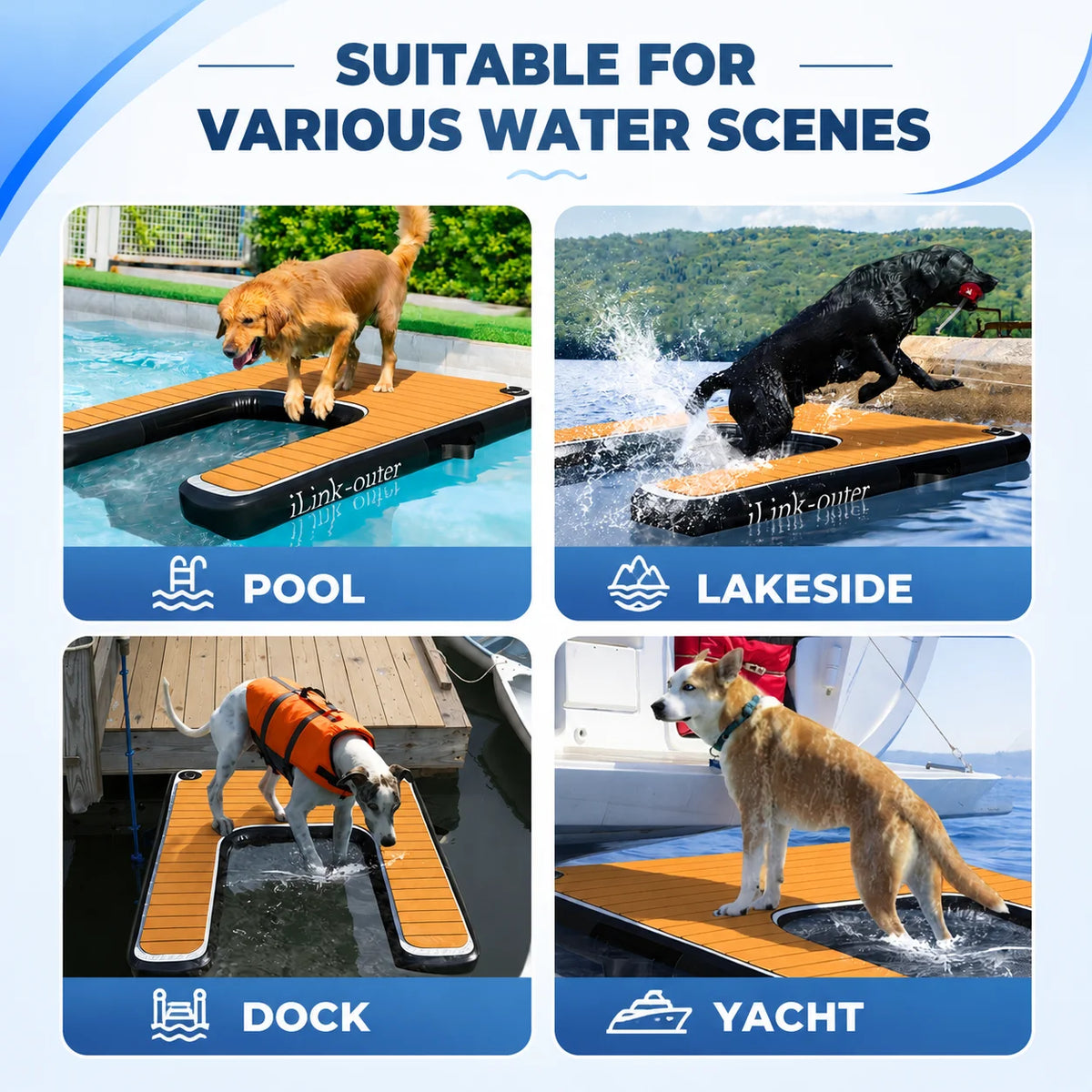 Vancen Inflatable Dog Ramp Lightweight Pet Water Accessory
