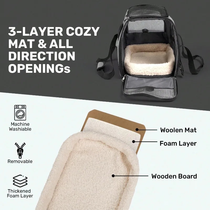 Dog & Cat Outdoor Supplies Secure Zipper Anti-Escape Pet Carrier Backpack | Spacious Ventilated Foldable Cat/Dog Travel Bag | Car & Airline Approved Collapsible Cage With Breathable Design