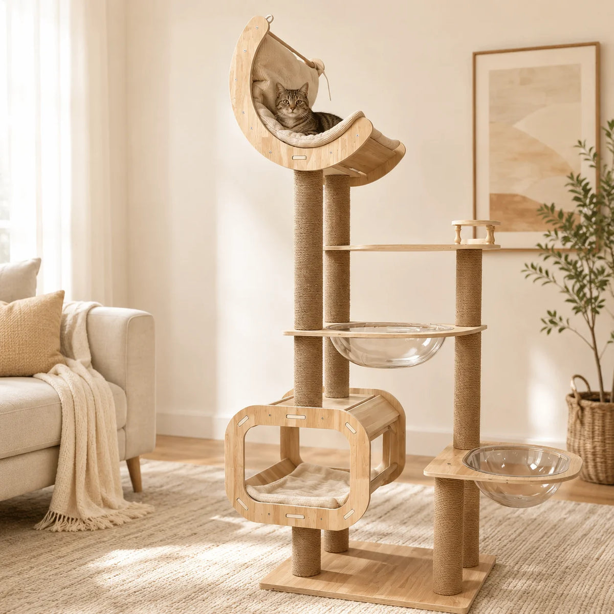 Multi-Level Cat Tree Tower With Hammock And Sisal Scratching Posts