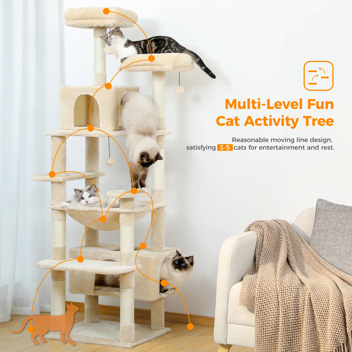 PAWZ Road Multi-Level Cat Tree With Sisal Scratching Posts