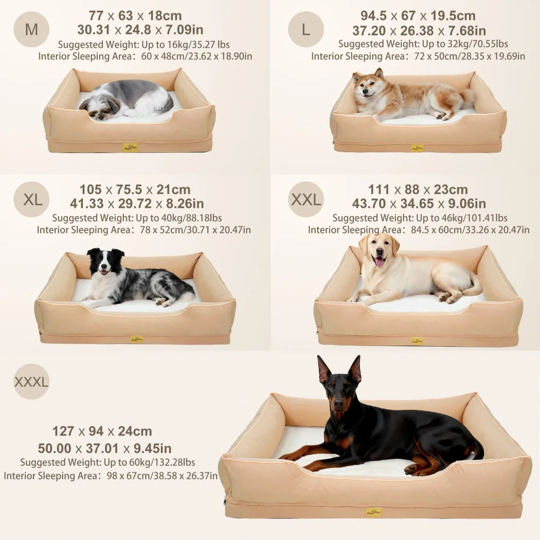 Borwart Orthopedic Dog Bed With Removable Cover And Cushy Bolster