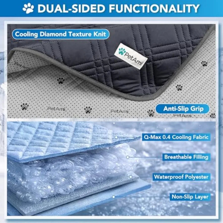 Dog Cooling Mat, Waterproof Self Cooling Dog Pad with Non-Slip Backing,  Pet Cooling Mat for Crate, Couch, Kennel and