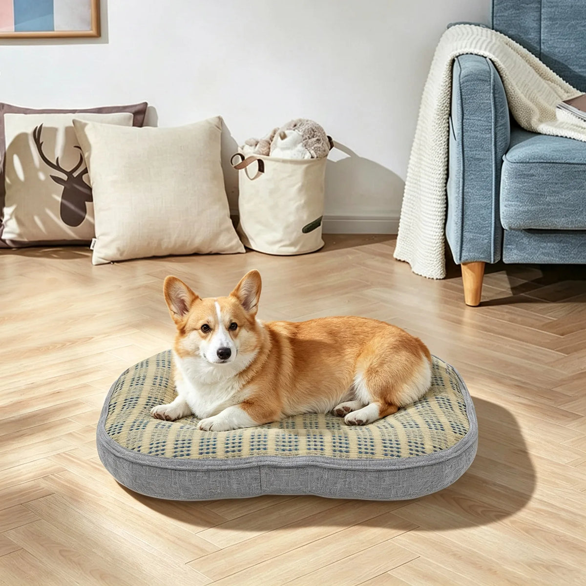 Double Sided Rush Grass Pet Bed Breathable Scratch Resistant Cushion