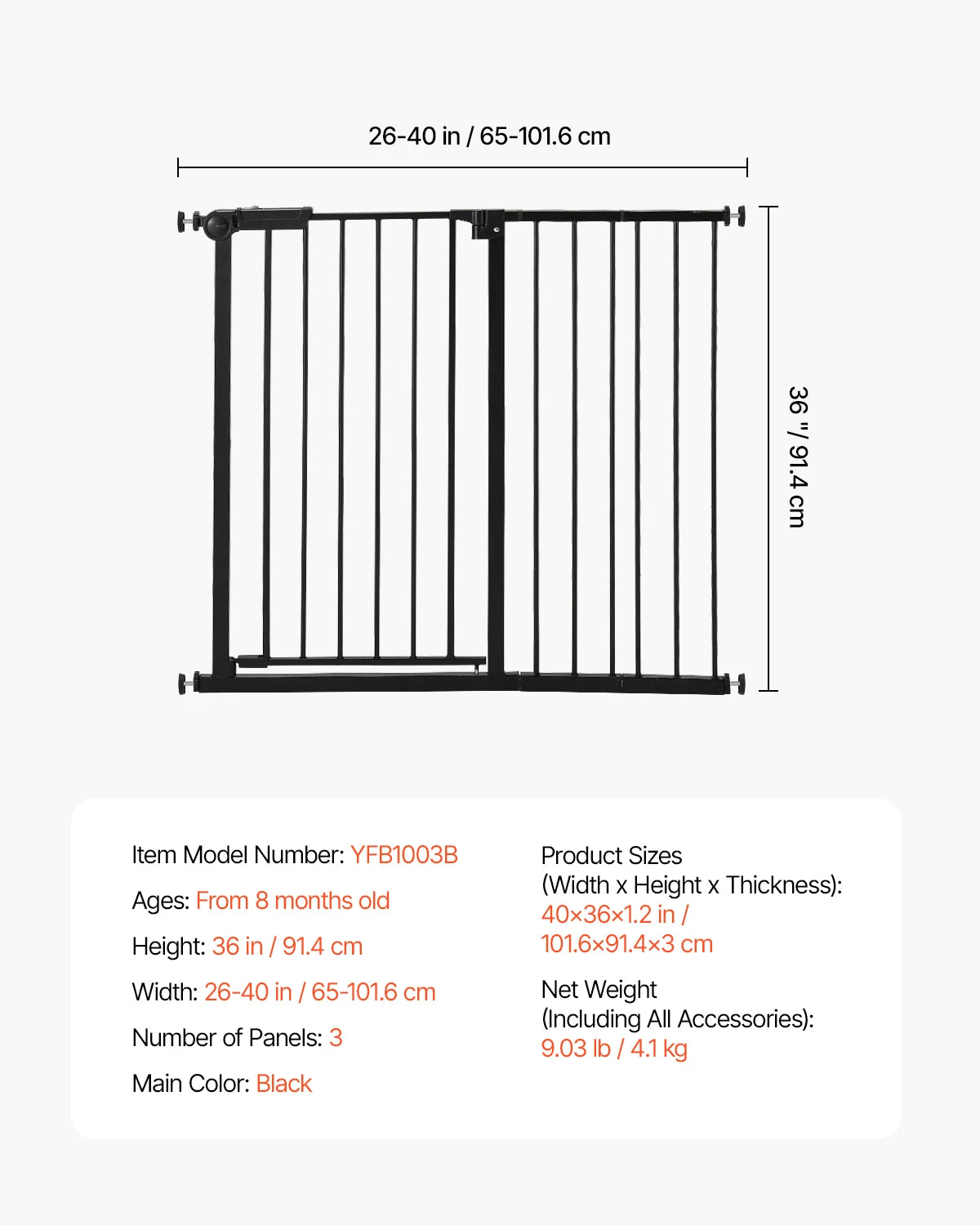 SucceBuy Stainless Steel Pressure Mount Baby Safety Gate