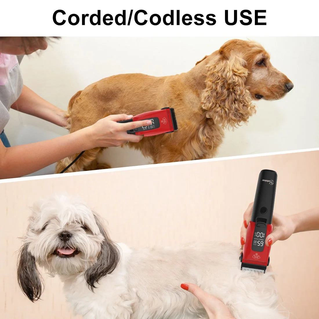 Hatteker Electric Pet Hair Clipper for Dogs And Cats Professional Pet Grooming Trimmer Kit with Adjustable Blades