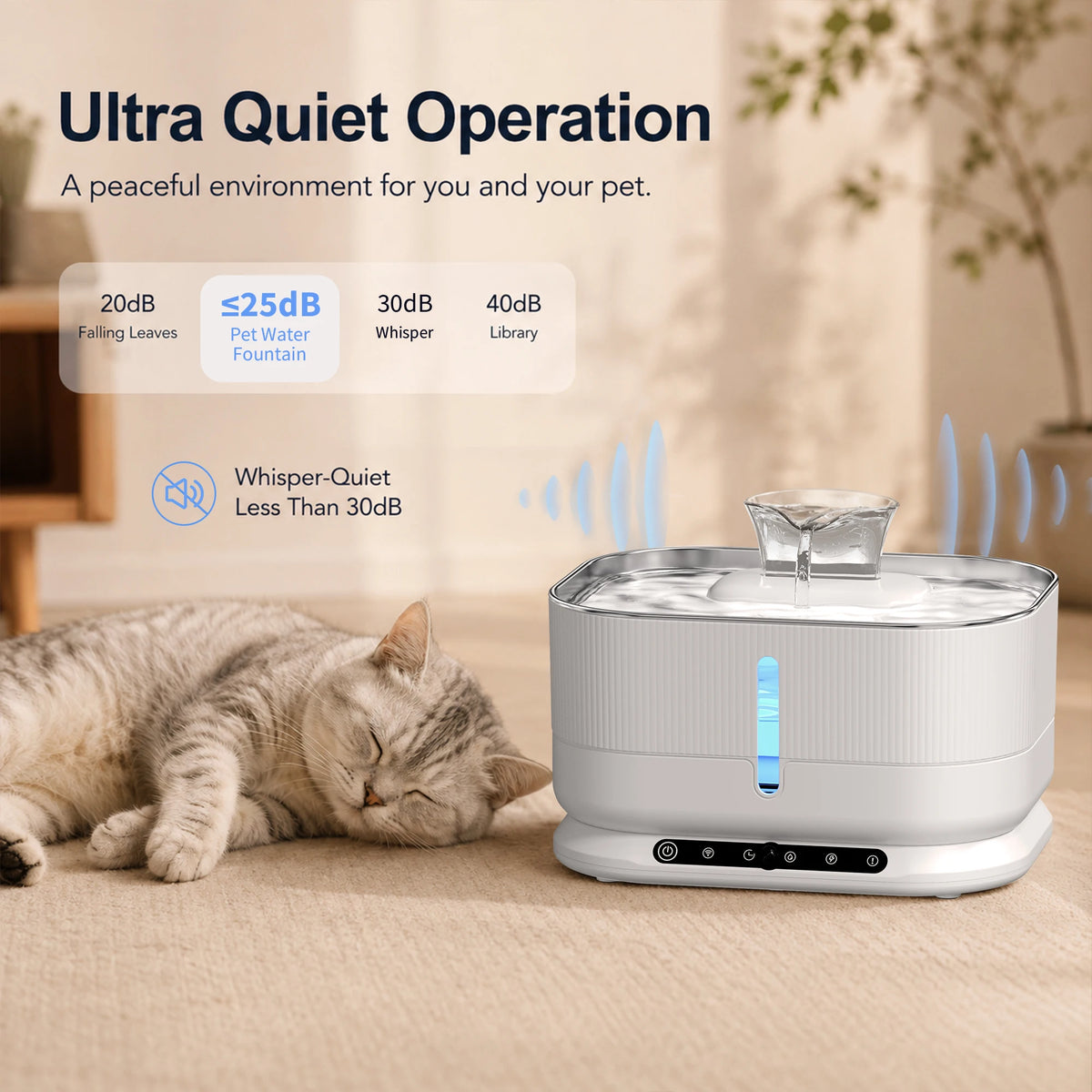 Cordless Rechargeable Automatic Cat Water Fountain Pet Dispenser