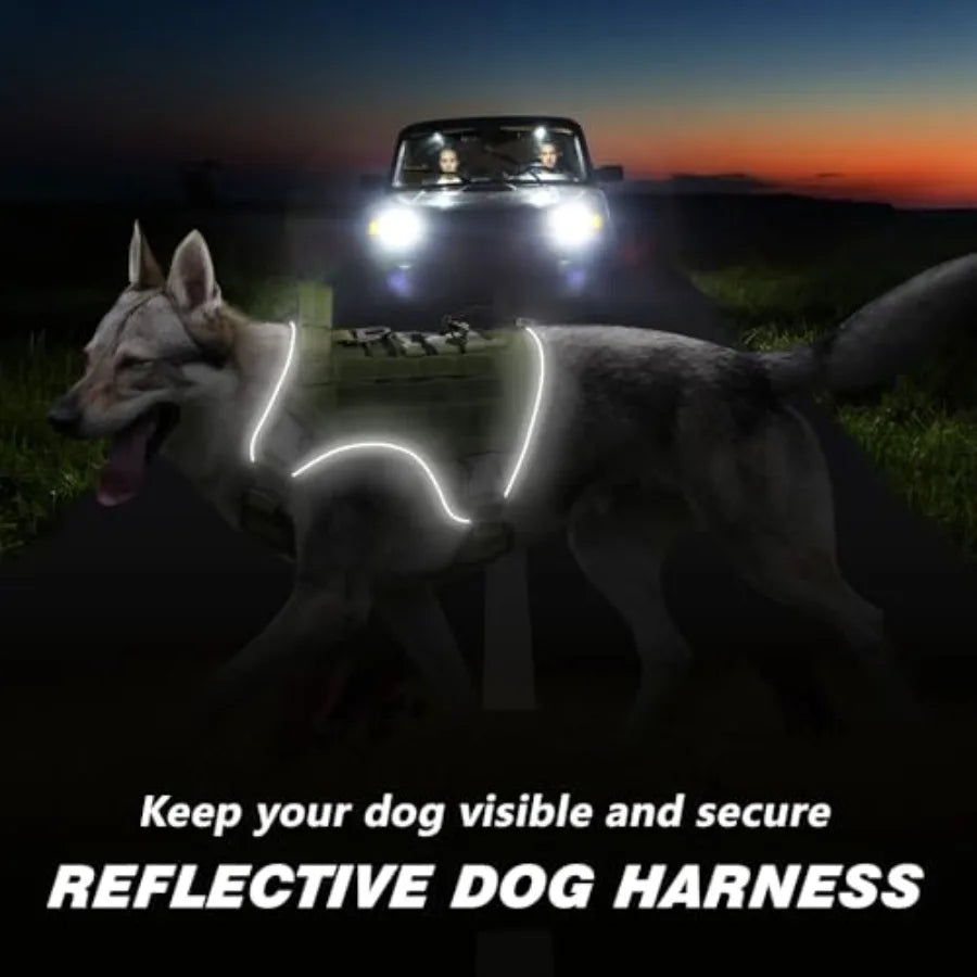 Heavy Duty Tactical No Pull Dog Harness With Handle Reflective