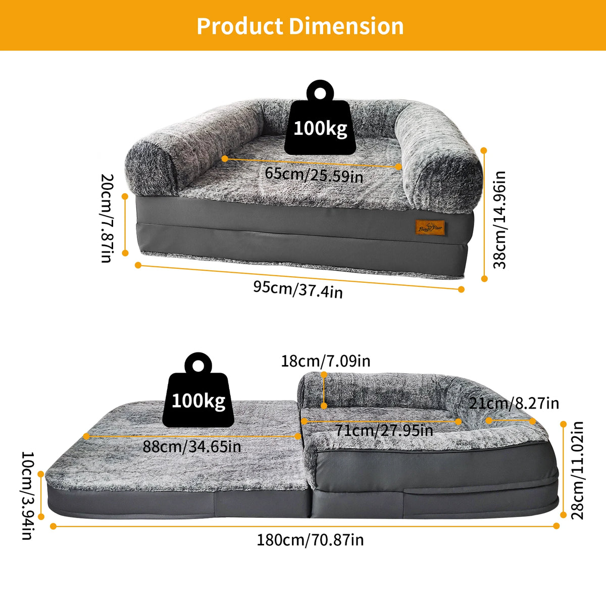 Bingopaw Orthopedic Calming Dog Bed With Removable Plush Cover