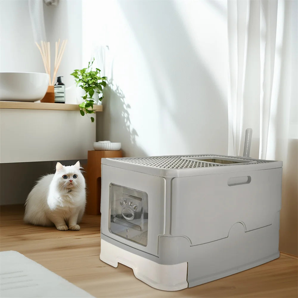 Enclosed Cat Litter Box With Splashproof Design And Easy Cleaning