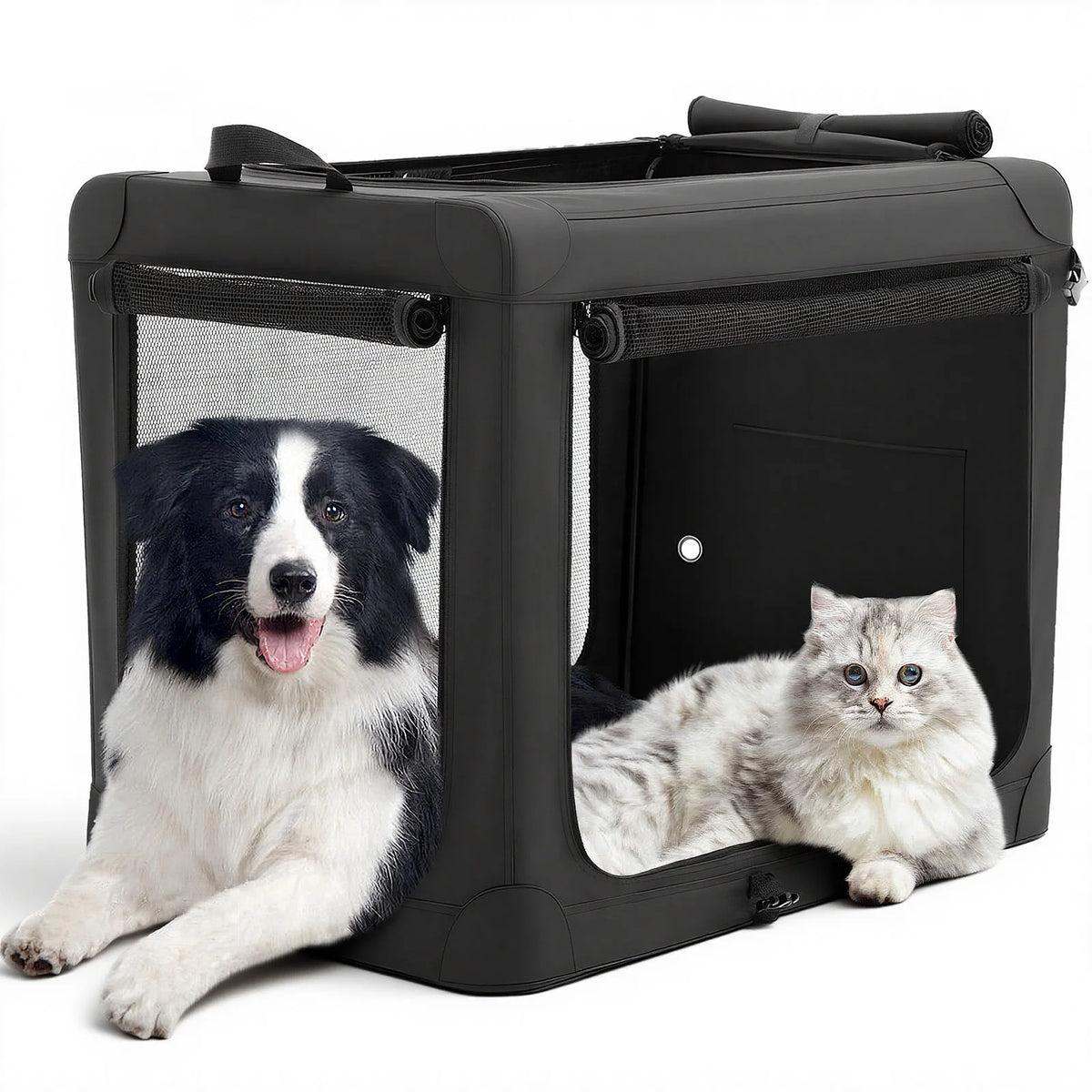 JHK Sturdy Metal Foldable Dog Crate Indoor Outdoor Kennel