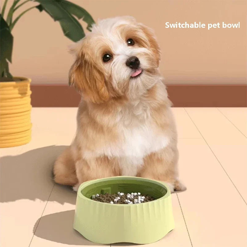 2 in 1 Rotatable Slow Feeder Dog Bowl 60° Switchable Pet Feeding Bowl Anti-Choke Anti-Vomit PP Food Bowl for Cats and Dogs