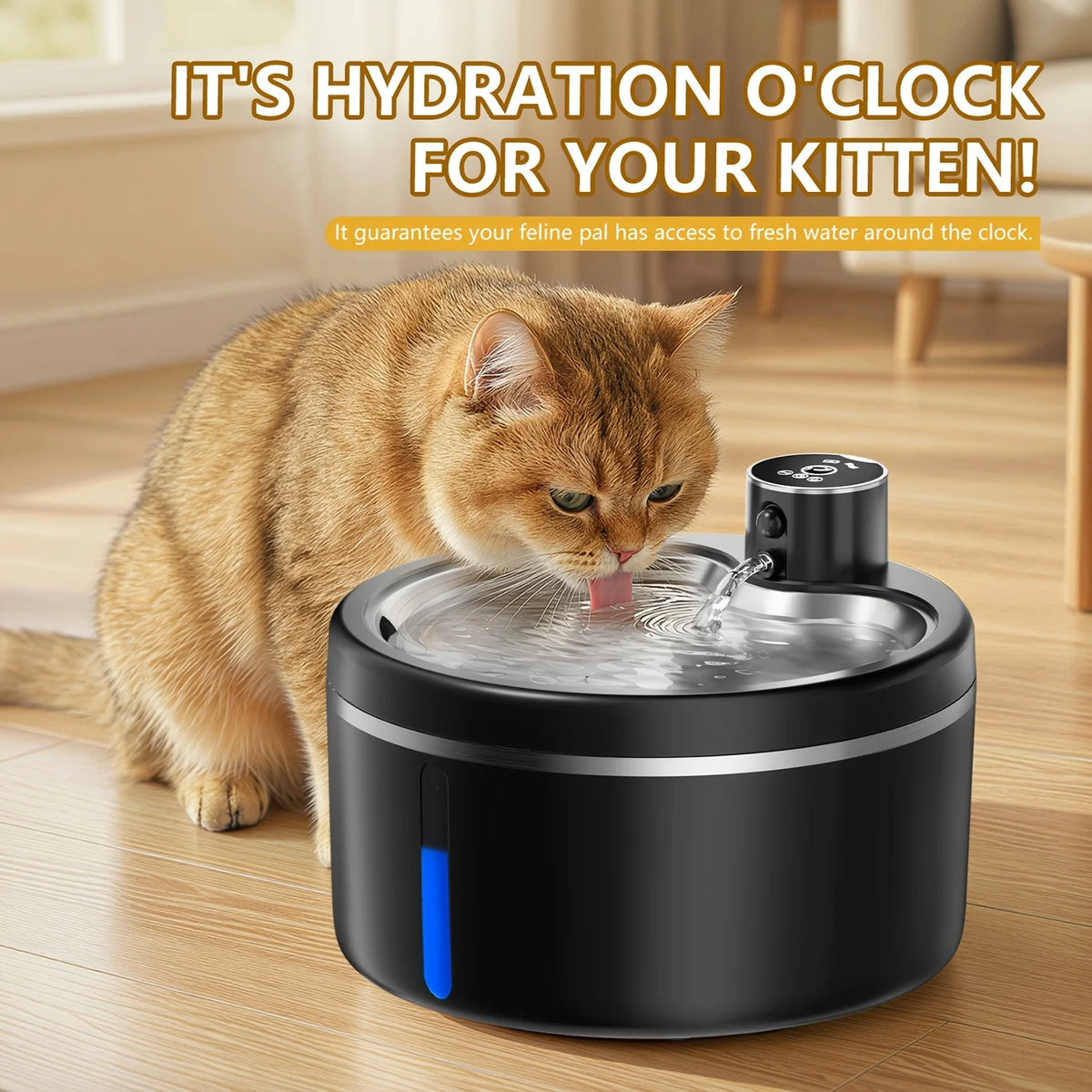 ERAMONG Wireless Stainless Steel Cat Water Fountain With Auto Sensor