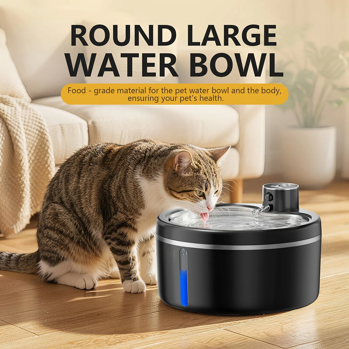 ERAMONG Wireless Stainless Steel Cat Water Fountain With Auto Sensor