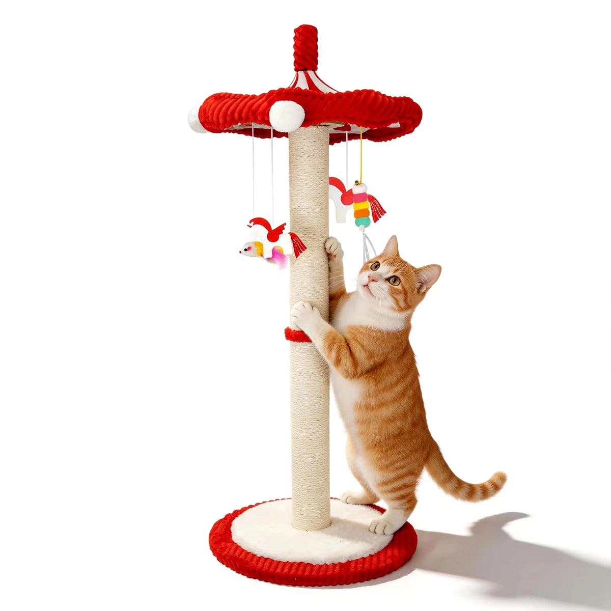 CWV Rotating Cat Scratching Post With Interactive Feather Toys