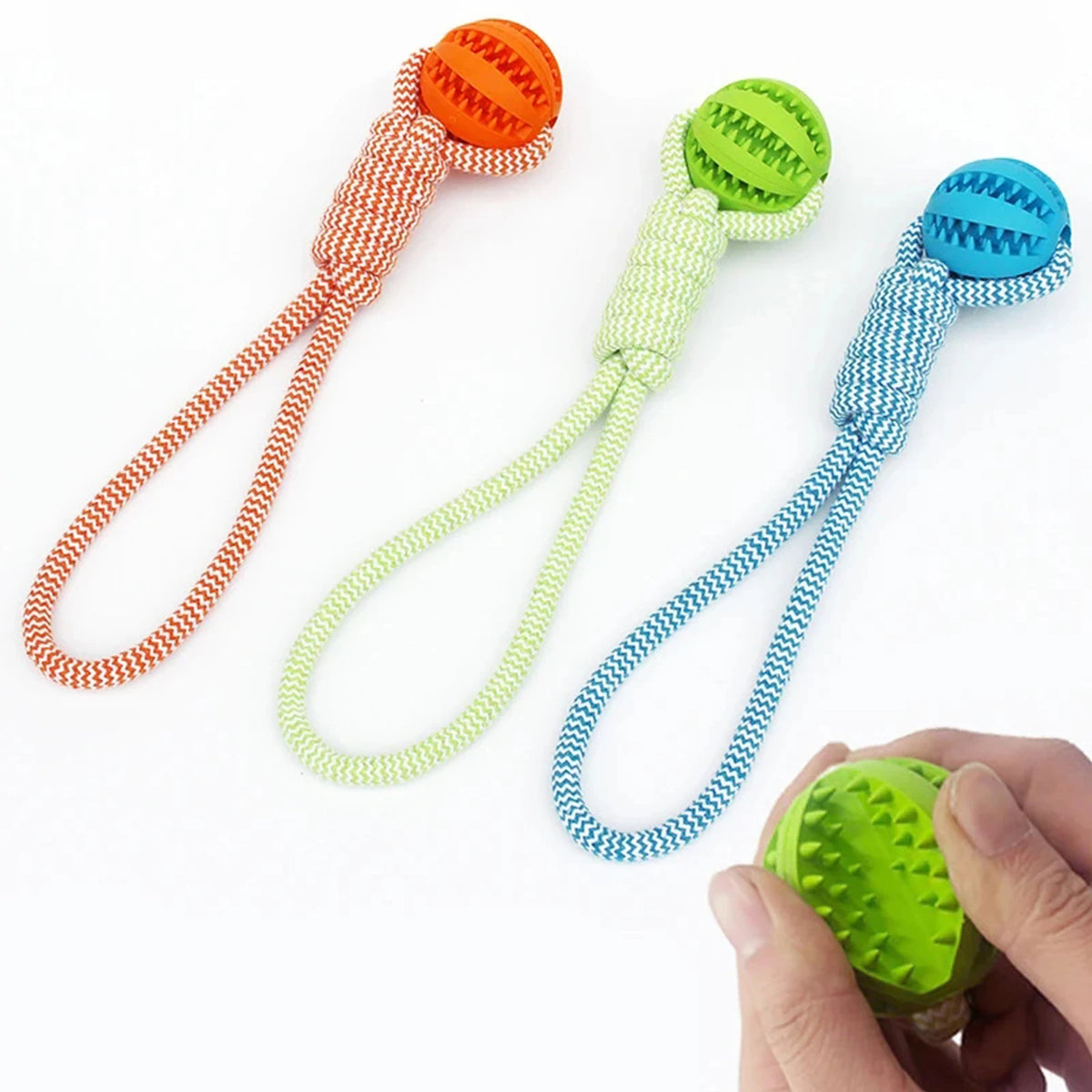 Dog Rope Tug Toy Treat Dispensing Ball For Dental Play