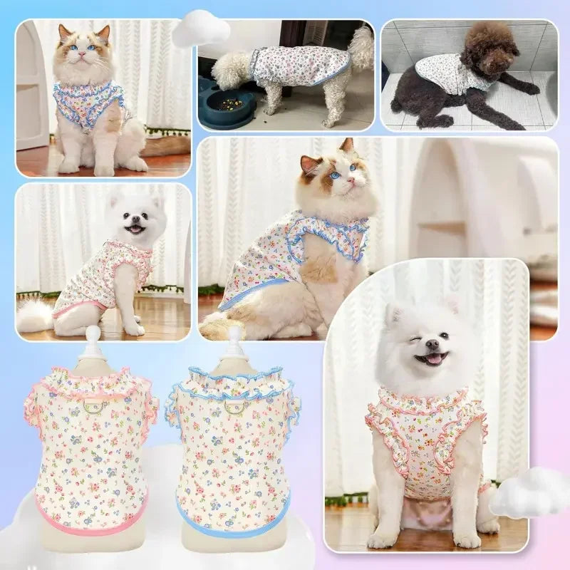 Breathable Ruffled Sleeve Dog Shirt With Elastic Fit for Puppies