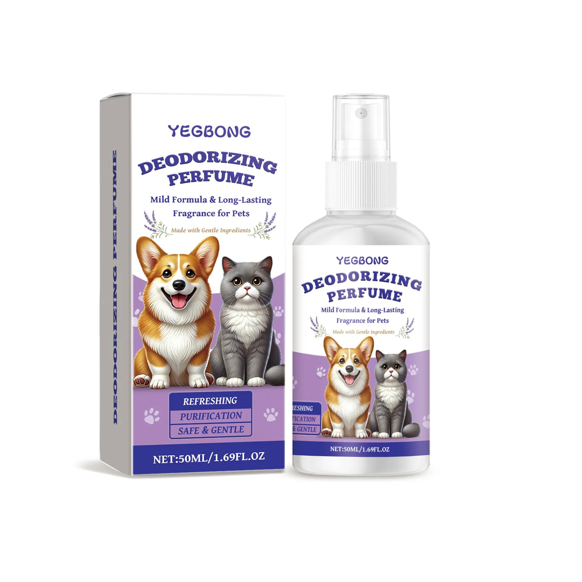 Pet Deodorizing Spray for Cats Dogs, Mild Plant Formula, Eliminate Pet Body Odor Freshen Indoor Air Long Lasting Scent