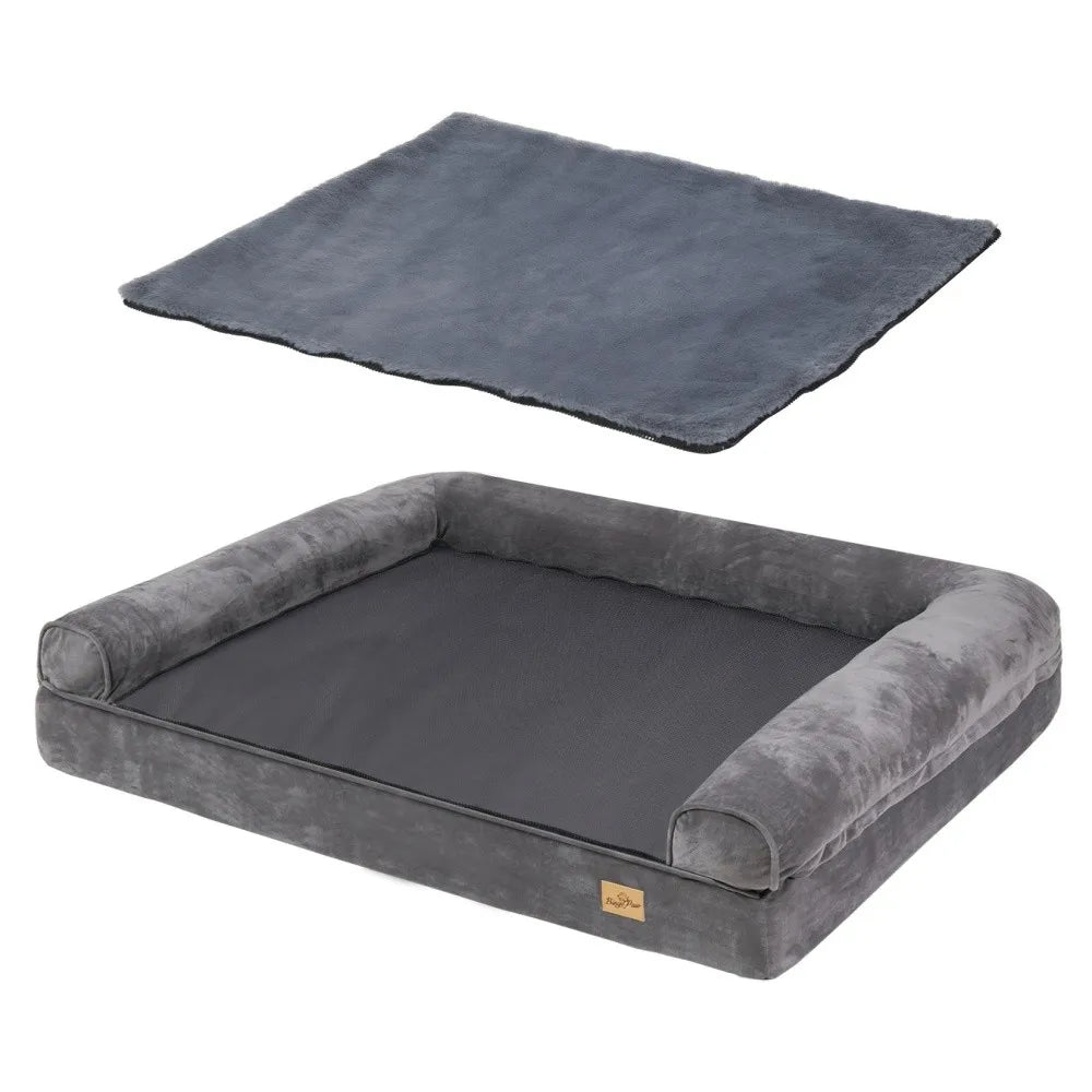 Borwart Orthopedic Memory Foam Calming Dog Bed With Removable Cover