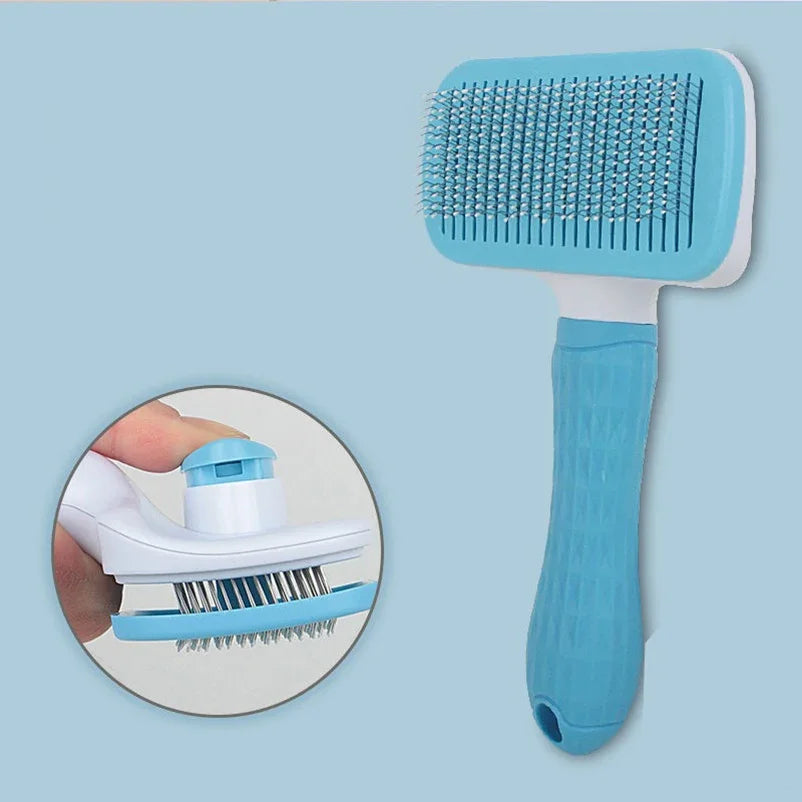Long Hair Dog Cat Shedding Brush Multifunctional Bath Cleaning Grooming Comb Self-cleaning Pet Essential Supplies