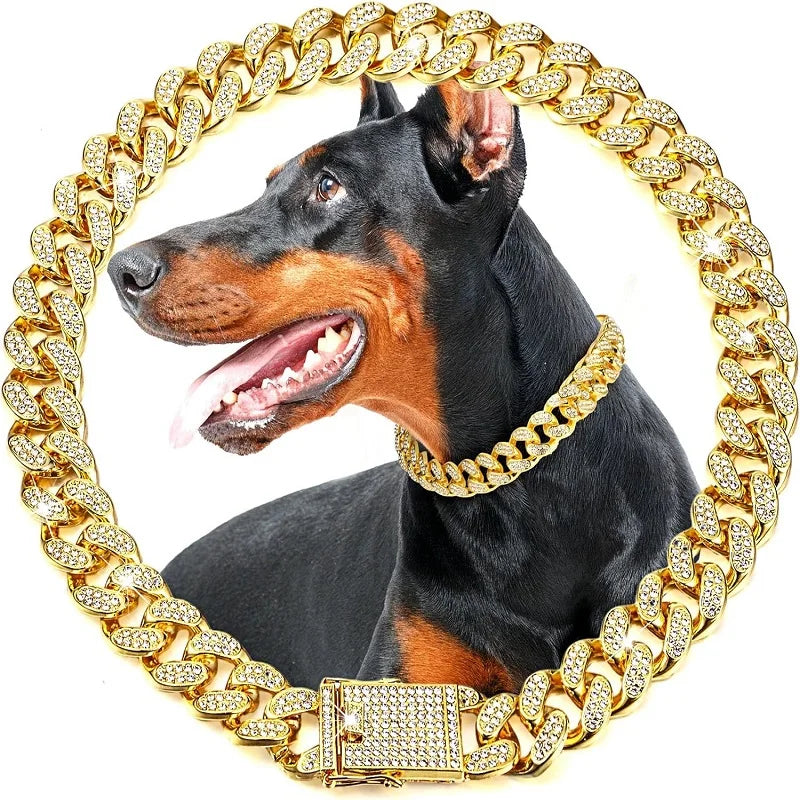 Luxury Stainless Steel Dog Chain Collar Pet Jewelry Accessory
