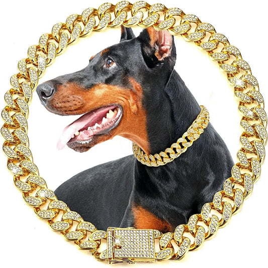 Luxury Stainless Steel Dog Chain Collar Pet Jewelry Accessory