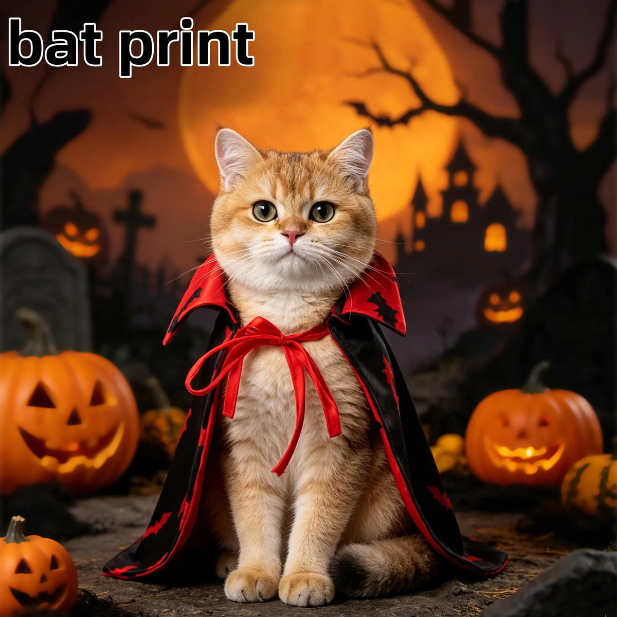 Halloween Reversible Bat Pet Vampire Cape Costume for Cats Dogs