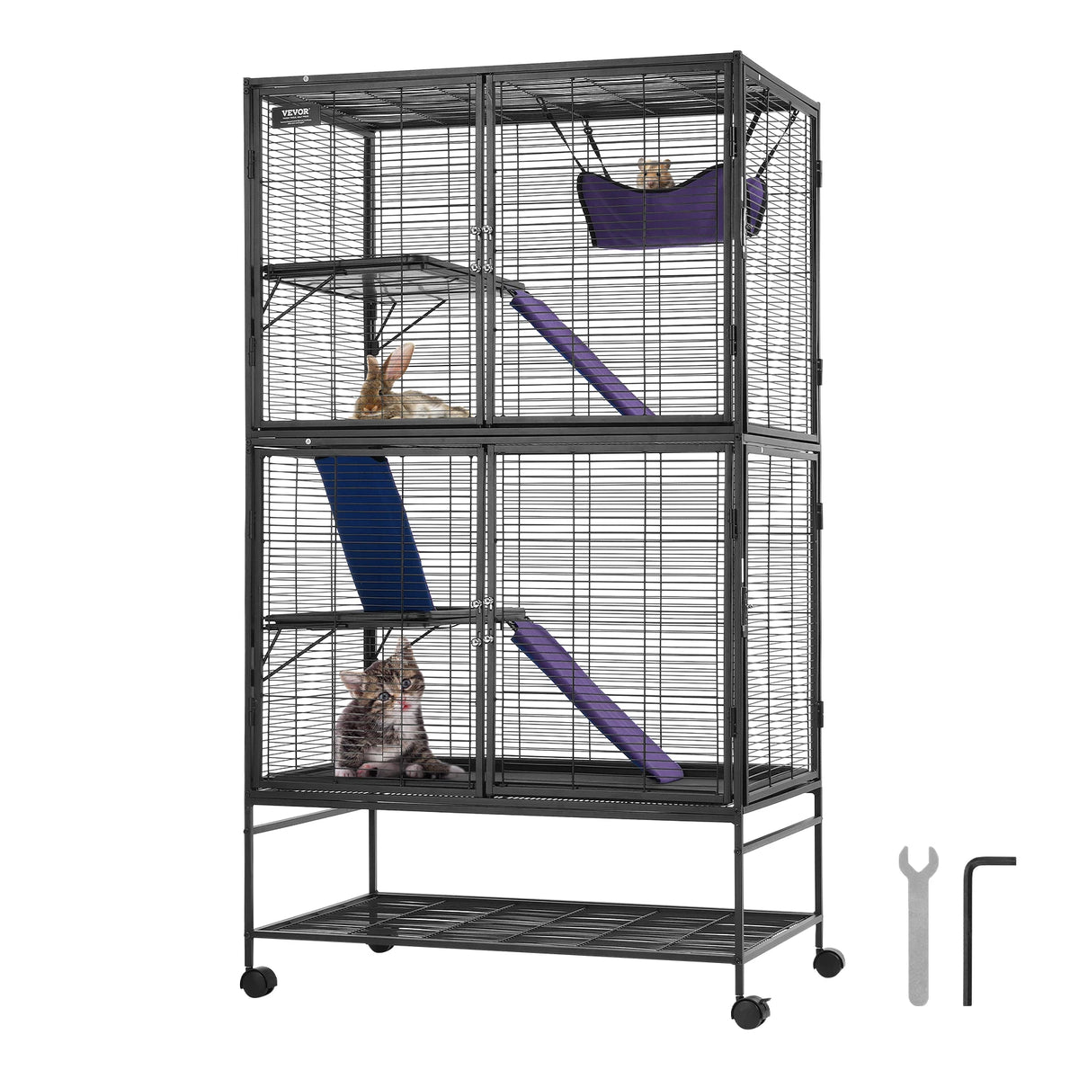 SucceBuy Rolling Metal Small Animal Cage For Pets And Rodents