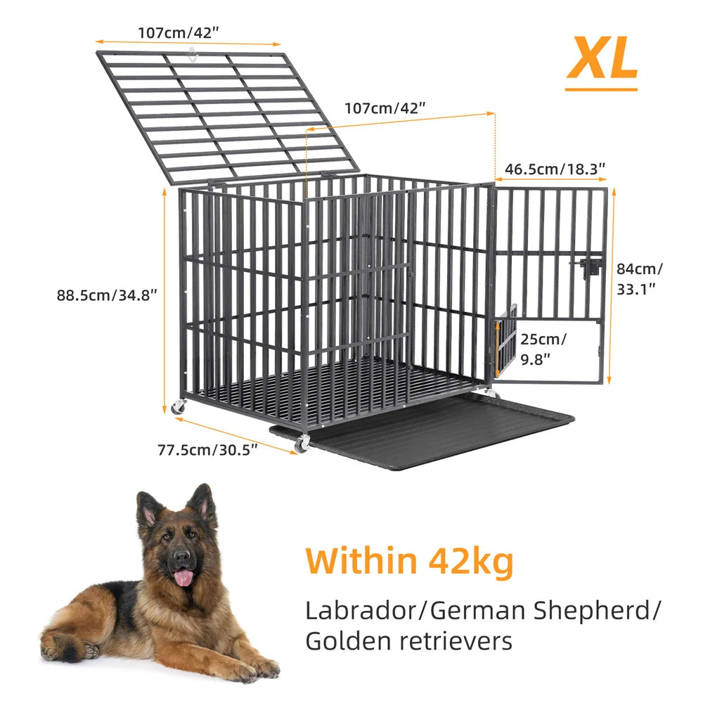 Borwart Heavy Duty Dog Crate With Chew Resistant Square Tube