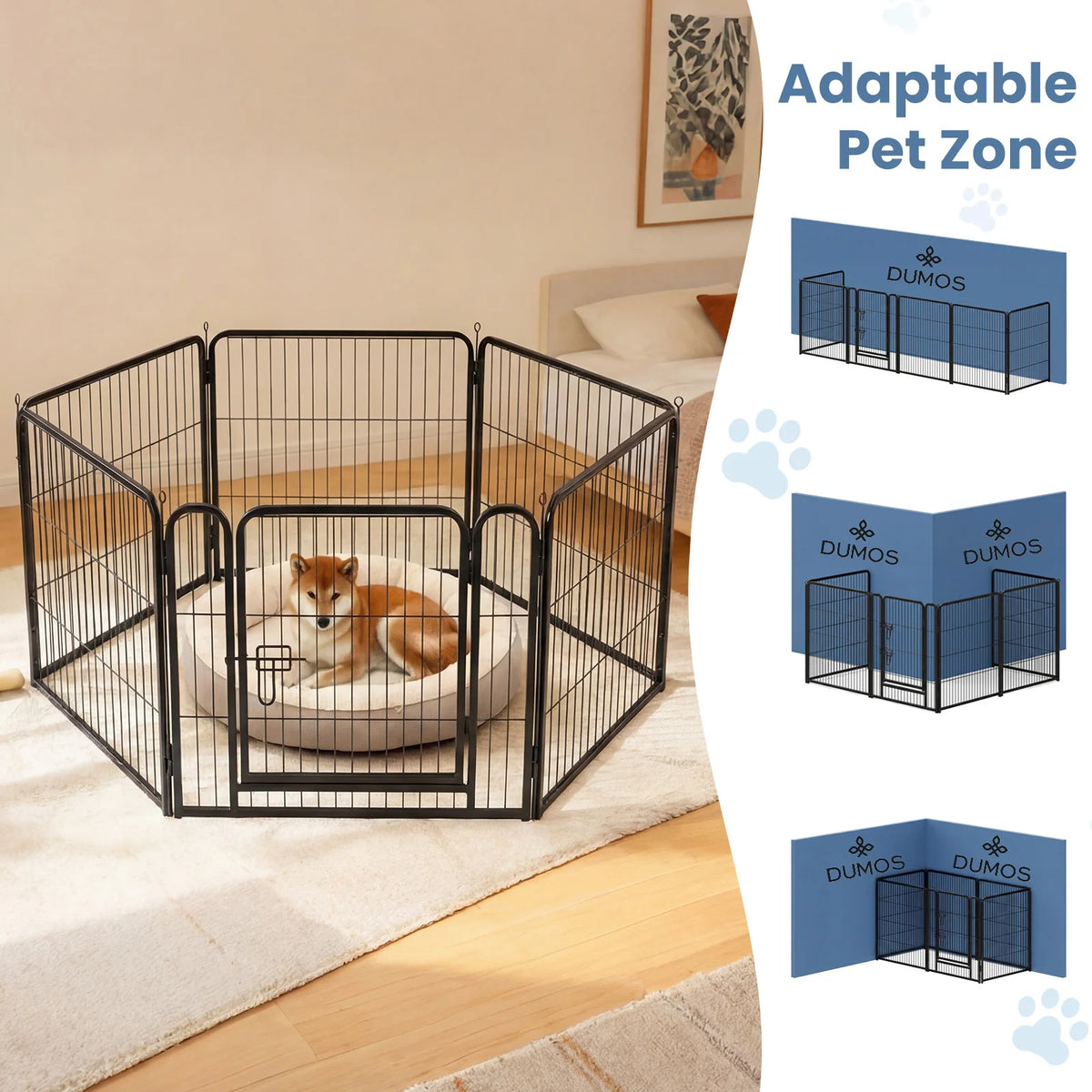 Jhk Sturdy Metal Dog Playpen Foldable Pet Exercise Pen