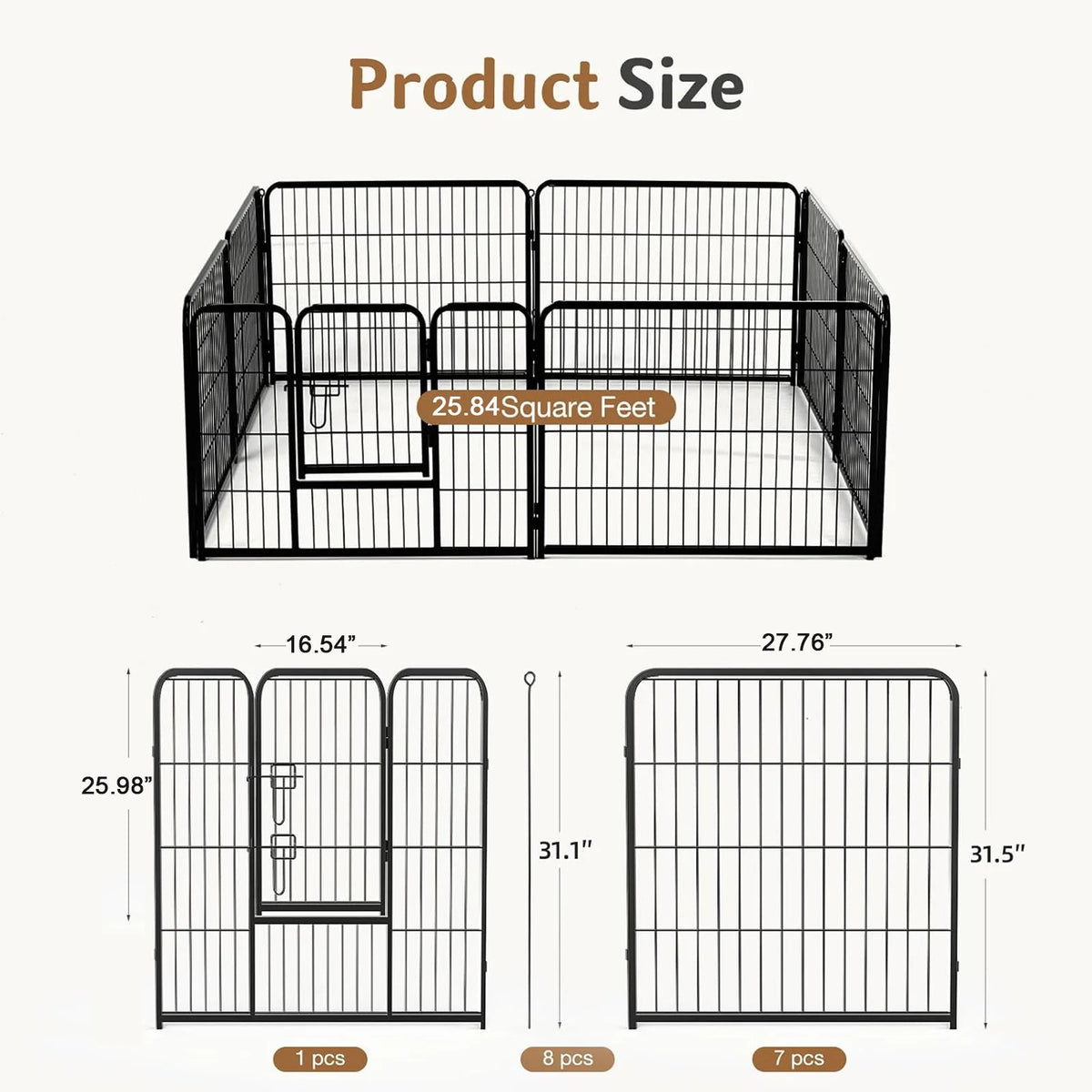 JHK Sturdy Metal Foldable Dog Playpen For Pets And Puppies