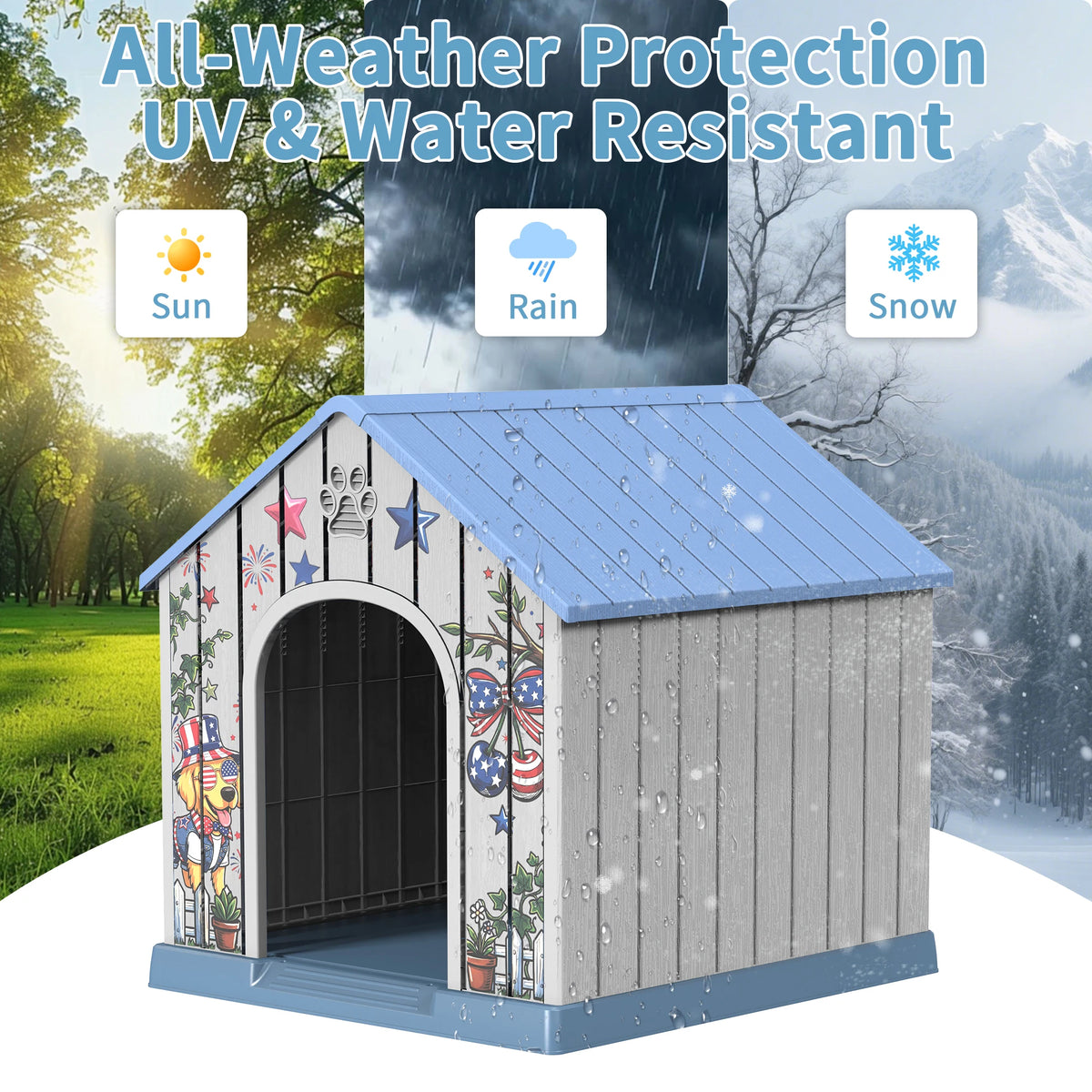 Weatherproof Outdoor Plastic Dog House Shelter For Pets