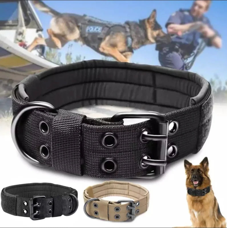 Heavy Duty Tactical Nylon Dog Collar With Adjustable Metal Buckle