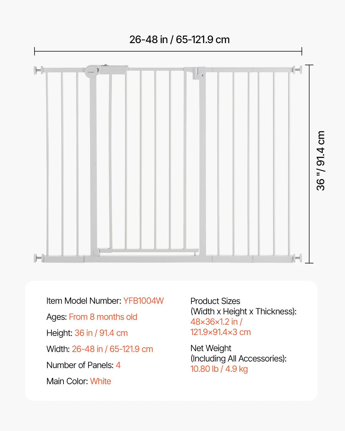 SucceBuy Stainless Steel Pressure Mount Baby Safety Gate
