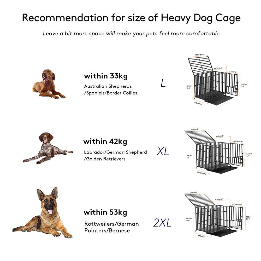 Borwart Heavy Duty Dog Crate With Chew Resistant Square Tube