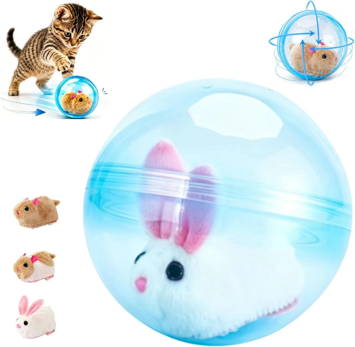 Self Rotating Obstacle Avoidance Cat Toy Ball for Indoor Exercise