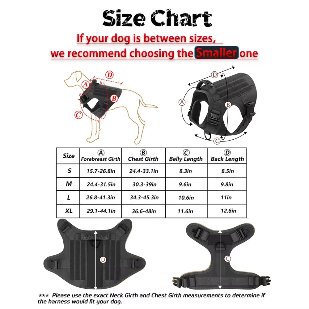 Petravel Tactical Dog Harness Vest With Collar Leash Set