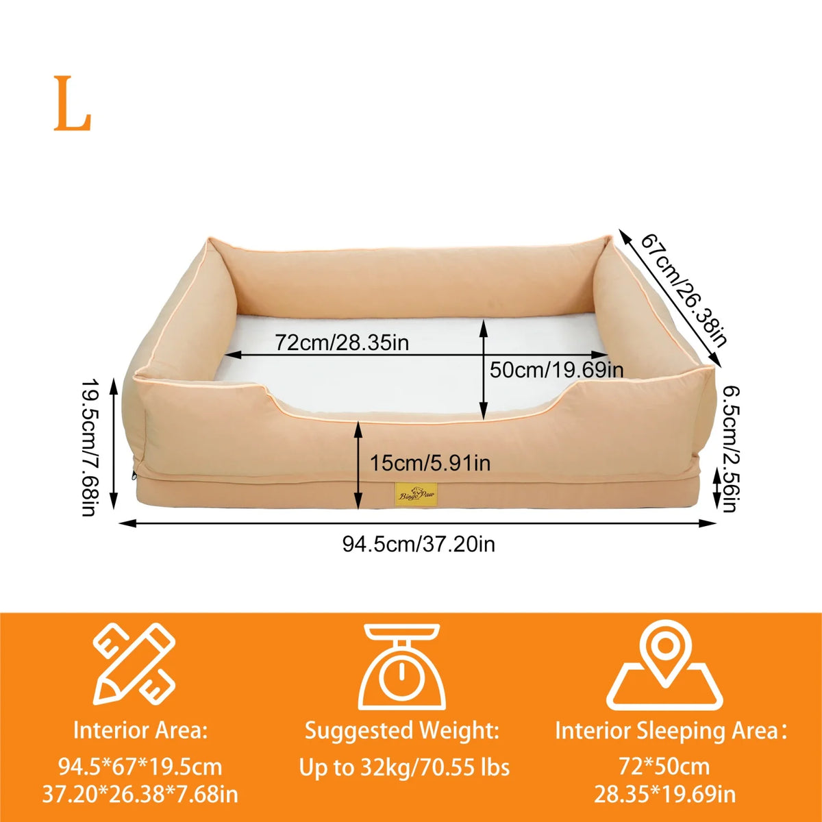 Bingopaw Orthopedic Dog Bed With Removable Washable Cover
