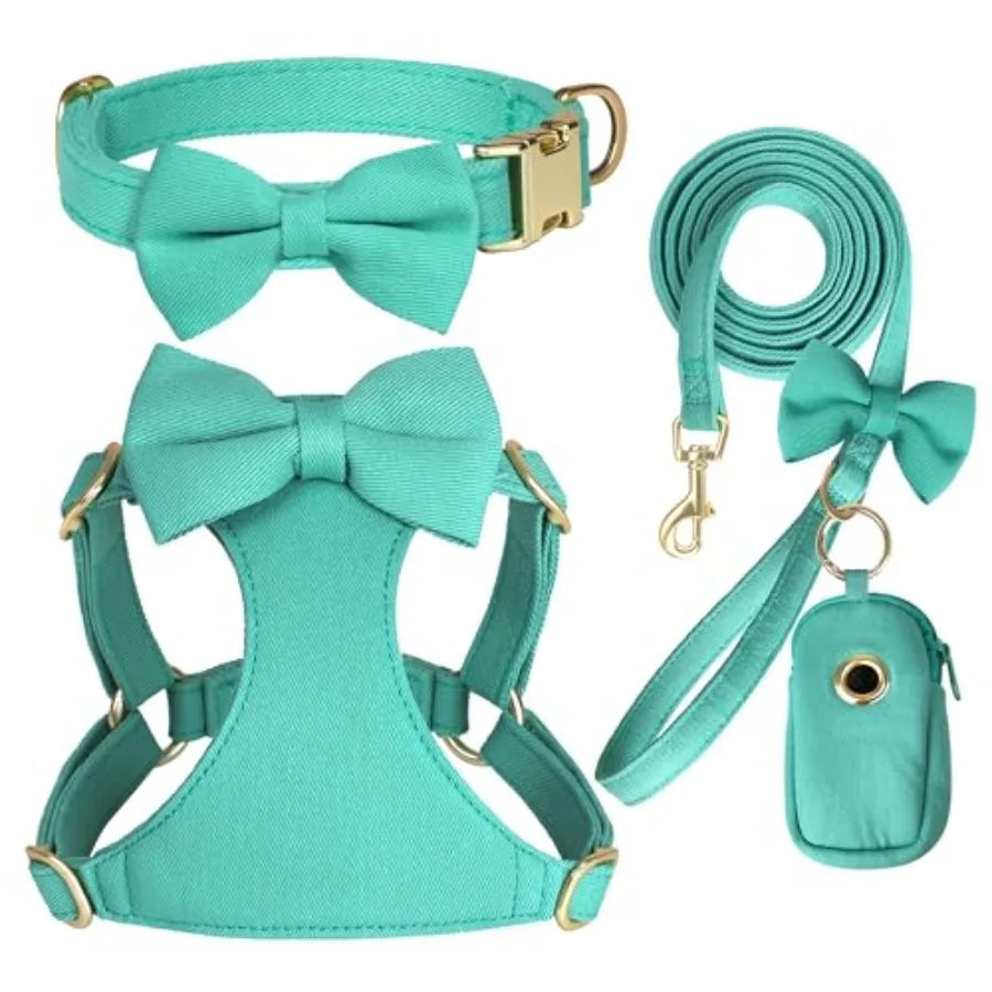 Adjustable Step In Dog Harness Collar And Leash Set