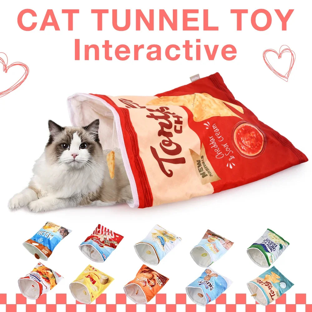 6 Halloween Gourmet Pattern Designs Cat Tunnel Toy, Cat Birthday Gift,Collapsible Interactive Cat Drill Bag Pet Toy