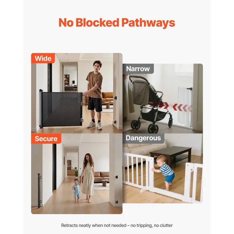 Retractable Mesh Gate With Lock For Stairs And Hallways