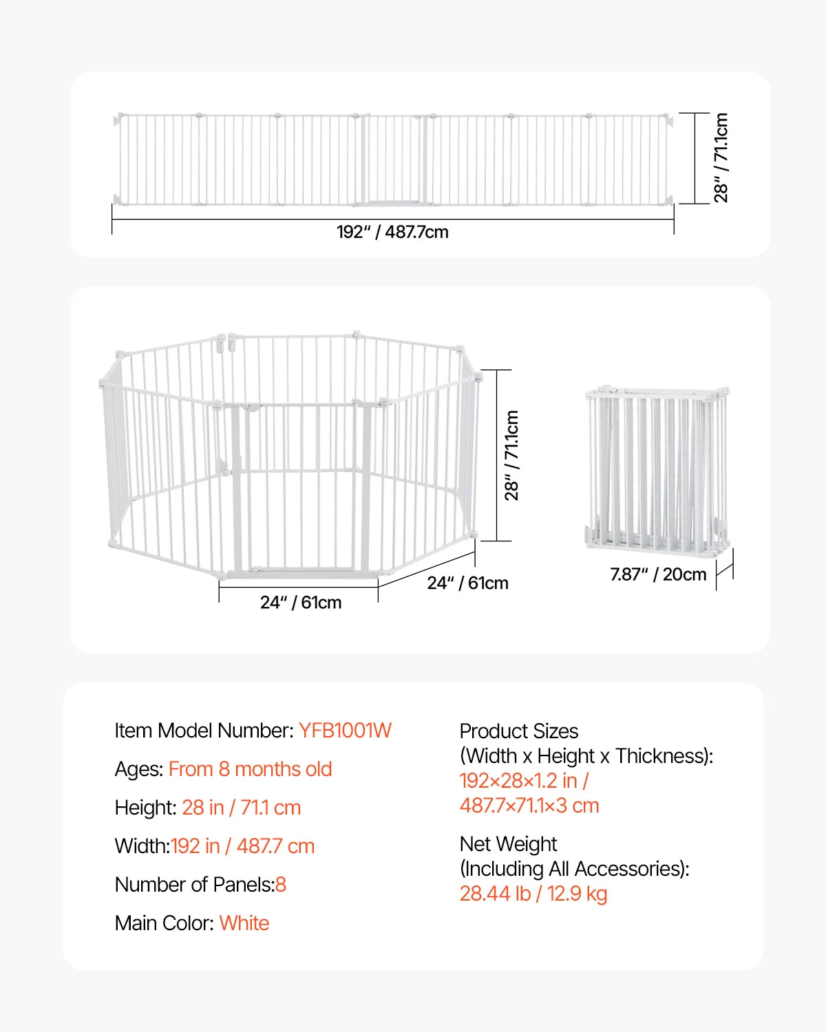 SucceBuy Stainless Steel Pressure Mount Baby Safety Gate