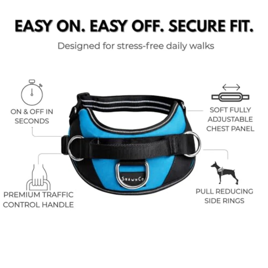 Essential No Pull Dog Harness Vest With Three Leash Clips, Reflective and Padded