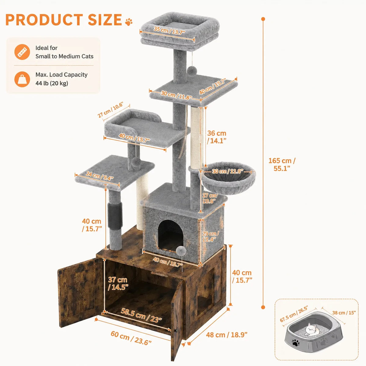 Modern Cat Condo With Integrated Litter Box And Scratching Posts
